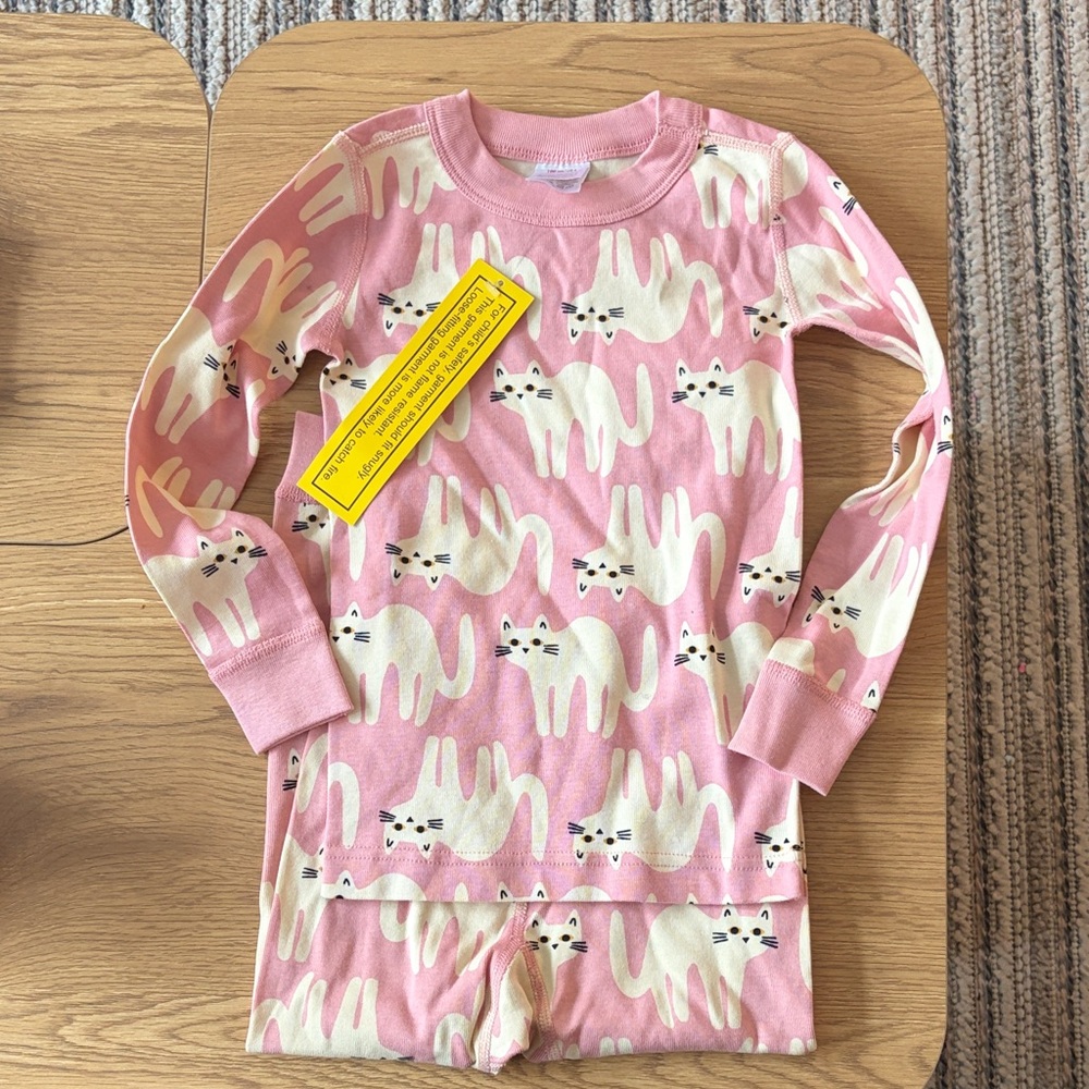 Hanna Andersson Pink Cat Print Kids Pajama Set